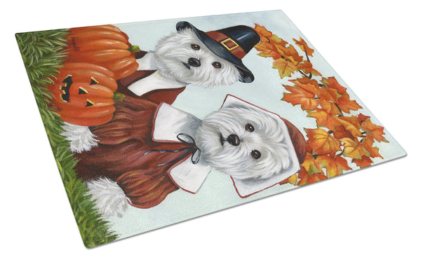 Buy this Westie Thanksgiving Pilgrims Glass Cutting Board Large PPP3235LCB