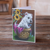 Westie Zoe and Sunflowers Greeting Cards and Envelopes Pack of 8