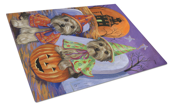 Buy this Yorkie Halloween Haunted House Glass Cutting Board Large PPP3241LCB