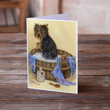 Yorkie Bath Time Greeting Cards and Envelopes Pack of 8