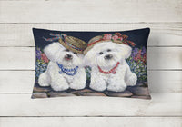 Bichon Frise Sisters Canvas Fabric Decorative Pillow PPP3247PW1216 - Precious Pet Paintings