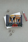 Boston Terrier Looking for Santa Christmas Greeting Cards and Envelopes Pack of 8