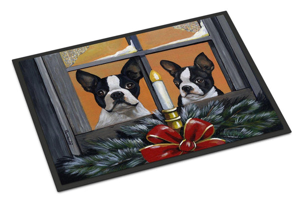 Buy this Boston Terrier Looking for Santa Christmas Indoor or Outdoor Mat 24x36 PPP3248JMAT
