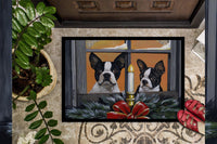 Boston Terrier Looking for Santa Christmas Indoor or Outdoor Mat 18x27 PPP3248MAT - Precious Pet Paintings
