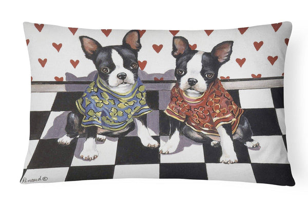 Buy this Boston Terrier Puppy Love Canvas Fabric Decorative Pillow PPP3249PW1216