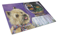 Buy this Cairn Terrier Gone Fishing Glass Cutting Board Large PPP3252LCB