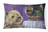 Buy this Cairn Terrier Gone Fishing Canvas Fabric Decorative Pillow PPP3252PW1216