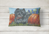 Cairn Terrier Mom's Pumpkins Canvas Fabric Decorative Pillow PPP3253PW1216 - Precious Pet Paintings