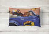 Dachshund Dachsmobile Canvas Fabric Decorative Pillow PPP3259PW1216 - Precious Pet Paintings
