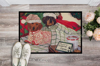 Dachshund Christmas Waiting for Santa Indoor or Outdoor Mat 24x36 PPP3260JMAT - Precious Pet Paintings