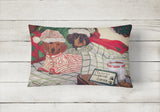 Dachshund Christmas Waiting for Santa Canvas Fabric Decorative Pillow PPP3260PW1216 - Precious Pet Paintings