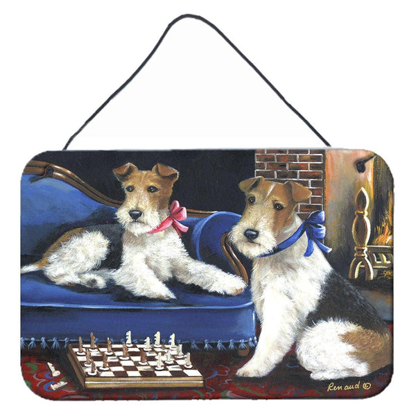 Buy this Fox Terrier Checkmates Wall or Door Hanging Prints PPP3261DS812