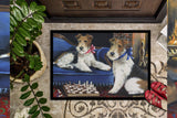 Fox Terrier Checkmates Indoor or Outdoor Mat 24x36 PPP3261JMAT - Precious Pet Paintings