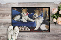Fox Terrier Checkmates Indoor or Outdoor Mat 18x27 PPP3261MAT - Precious Pet Paintings