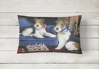 Fox Terrier Checkmates Canvas Fabric Decorative Pillow PPP3261PW1216 - Precious Pet Paintings