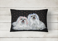 Maltese Sweethearts Canvas Fabric Decorative Pillow PPP3263PW1216 - Precious Pet Paintings