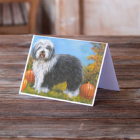 Old English Sheepdog Ocotoberfest Greeting Cards and Envelopes Pack of 8