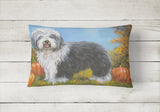 Old English Sheepdog Ocotoberfest Canvas Fabric Decorative Pillow PPP3265PW1216 - Precious Pet Paintings