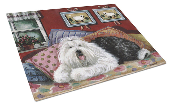 Buy this Old English Sheepdog Sweet Dreams Glass Cutting Board Large PPP3266LCB
