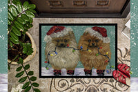 Pomeranian Christmas Lighten Up Indoor or Outdoor Mat 24x36 PPP3267JMAT - Precious Pet Paintings