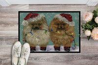 Pomeranian Christmas Lighten Up Indoor or Outdoor Mat 18x27 PPP3267MAT - Precious Pet Paintings