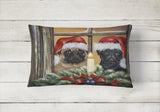 Pug Christmas Anticipation Canvas Fabric Decorative Pillow PPP3268PW1216 - Precious Pet Paintings