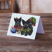 Scottish Terrier Christmas Elves Greeting Cards and Envelopes Pack of 8