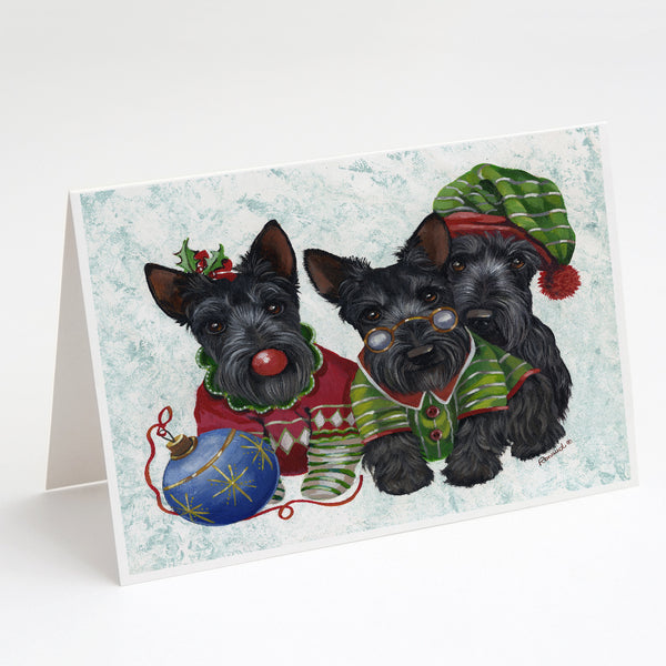 Buy this Scottish Terrier Christmas Elves Greeting Cards and Envelopes Pack of 8