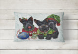 Scottish Terrier Christmas Elves Canvas Fabric Decorative Pillow PPP3270PW1216 - Precious Pet Paintings