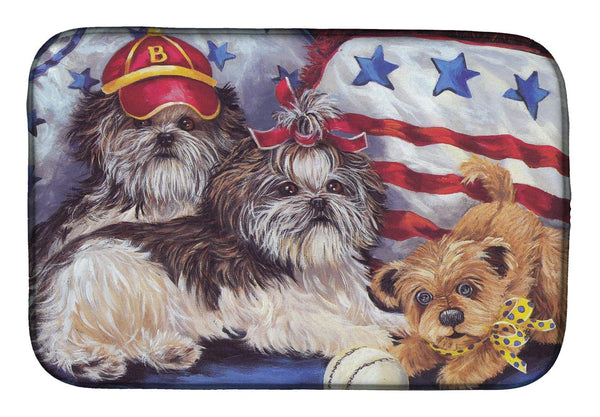 Buy this Shih Tzu Americana Sweethearts Dish Drying Mat PPP3273DDM