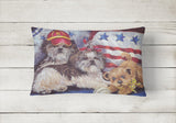 Shih Tzu Americana Sweethearts Canvas Fabric Decorative Pillow PPP3273PW1216 - Precious Pet Paintings