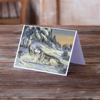 Siberian Husky Winterscape Greeting Cards and Envelopes Pack of 8