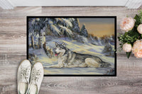 Siberian Husky Winterscape Indoor or Outdoor Mat 24x36 PPP3274JMAT - Precious Pet Paintings