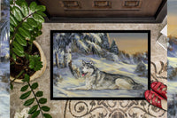 Siberian Husky Winterscape Indoor or Outdoor Mat 24x36 PPP3274JMAT - Precious Pet Paintings