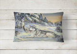 Siberian Husky Winterscape Canvas Fabric Decorative Pillow PPP3274PW1216 - Precious Pet Paintings