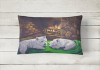 Westie A Winter's Night Canvas Fabric Decorative Pillow PPP3276PW1216