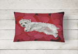 Westie Queen of Hearts Canvas Fabric Decorative Pillow PPP3283PW1216