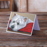 Westie Red Pillow Greeting Cards and Envelopes Pack of 8