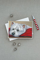 Westie Red Pillow Greeting Cards and Envelopes Pack of 8