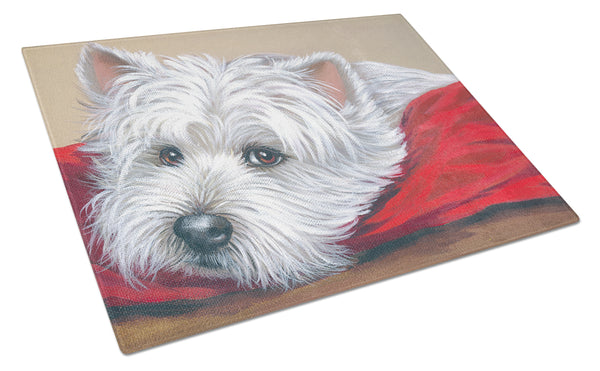 Buy this Westie Red Pillow Glass Cutting Board Large PPP3284LCB