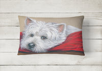 Westie Red Pillow Canvas Fabric Decorative Pillow PPP3284PW1216