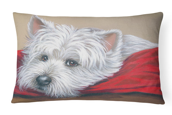 Buy this Westie Red Pillow Canvas Fabric Decorative Pillow PPP3284PW1216