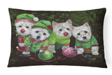 Buy this Westie Christmas Santa's Assistants Canvas Fabric Decorative Pillow PPP3285PW1216