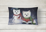 Westie Christmas Self Portrait Canvas Fabric Decorative Pillow PPP3286PW1216