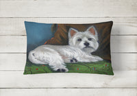 Westie Wake Up Canvas Fabric Decorative Pillow PPP3287PW1216