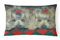 Buy this Yorkshire Terrier Yorkie 2 Hearts Canvas Fabric Decorative Pillow PPP3290PW1216