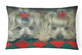 Buy this Yorkshire Terrier Yorkie 2 Hearts Canvas Fabric Decorative Pillow PPP3290PW1216