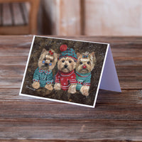 Yorkshire Terrier Yorkie Christmas Elves Greeting Cards and Envelopes Pack of 8