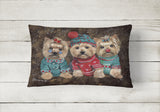 Yorkshire Terrier Yorkie Christmas Elves Canvas Fabric Decorative Pillow PPP3291PW1216
