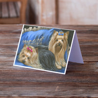Yorkshire Terrier Yorkie Satin and Lace Greeting Cards and Envelopes Pack of 8